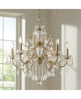 Vienna Full Spectrum Magrite Gold Hanging Chandelier Lighting 26 1/2" Wide French Clear Crystal Curved Arm 6