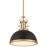 Posey Soft Gold Hanging Pendant Lighting 13" Wide Modern Black Dome Shade Fixture for Dining Room House Home Foyer Kitchen Entryway Bedroom Living Hig