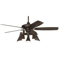 52" Journey Retro Indoor Ceiling Fan with Light Kit Led Dimmable Remote Control Oil Rubbed Bronze Adjustable 5-Light for House Bedroom Living Room Hom