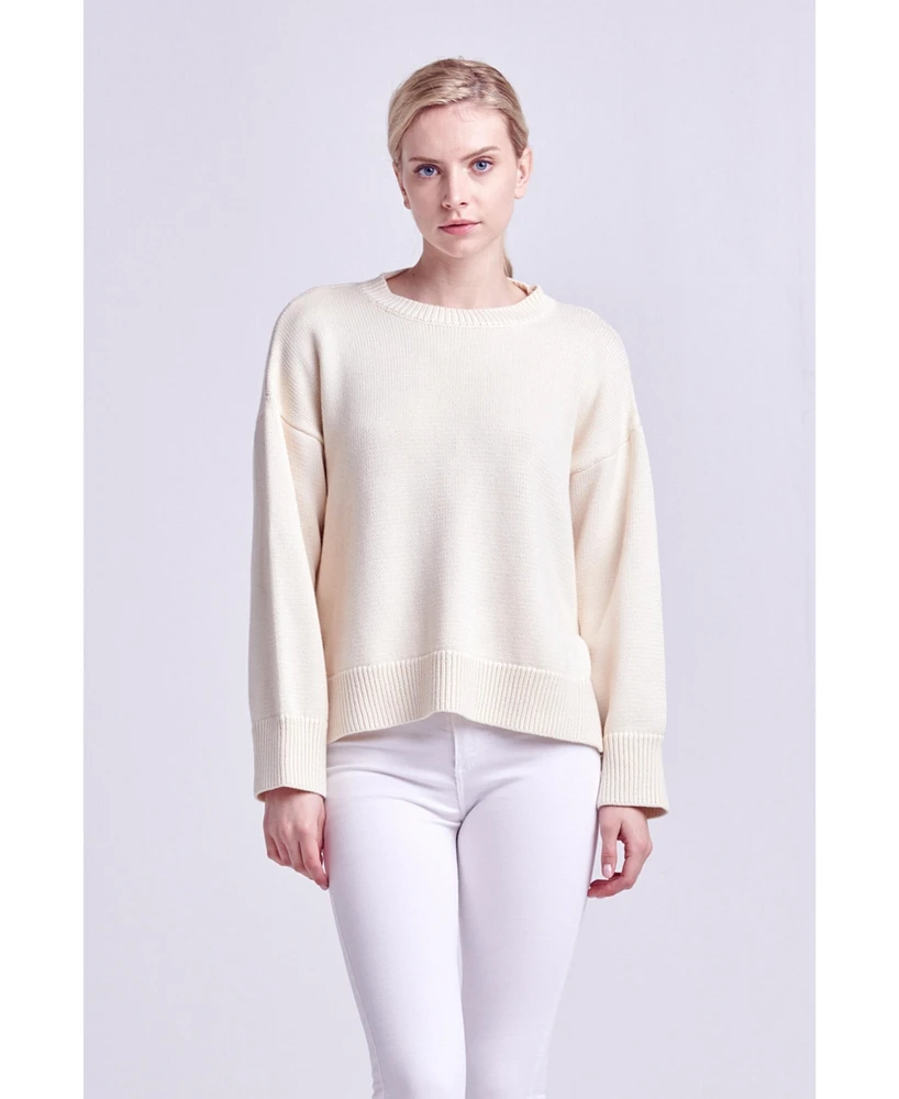 Women's Side Tie Crewneck Sweater