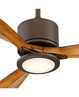 Casa Vieja 56" Rally Industrial Rustic 3 Blade Indoor Outdoor Ceiling Fan with Led Light Remote Control Oil Rubbed Bronze Koa Damp Rated for Patio Ext