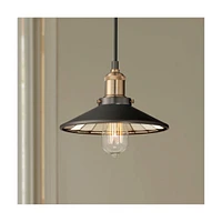 Franklin Iron Works Emile Oil Rubbed Bronze Antique Brass Mini Pendant Lighting 8 3/4" Wide Farmhouse Industrial Rustic Led Fixture for Dining Room Li