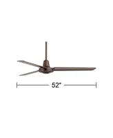 52" Plaza Industrial Rustic Farmhouse 3 Blade Indoor Outdoor Ceiling Fan with Remote Control Oil Rubbed Bronze Damp Rated for Patio Exterior House Hom