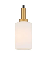 Possini Euro Design Prue Black Soft Gold Mini Pendant 5 1/4" Wide Modern White Cylinder Shade Fixture for Dining Room House Home Foyer Kitchen Entrywa