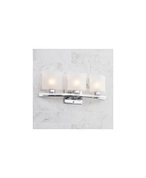 Possini Euro Design Linen Glass Modern Wall Light Chrome Silver Metal Hardwired 23.5" Wide 3