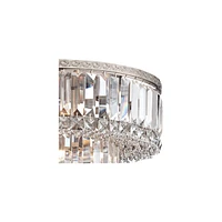 Vienna Full Spectrum Magnificence Modern Ceiling Light Flush-Mount Fixture 16" Wide Brushed Satin Nickel Faceted Crystal Glass Elements for Bedroom Ki