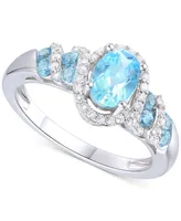 Blue Topaz (1-1/10 ct. t.w.) & Lab Grown White Sapphire (1/4 ct. t.w.) Ring in Sterling Silver