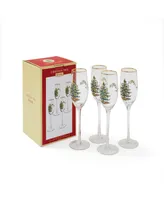 Spode Christmas Tree Champagne Flutes, Set of 4