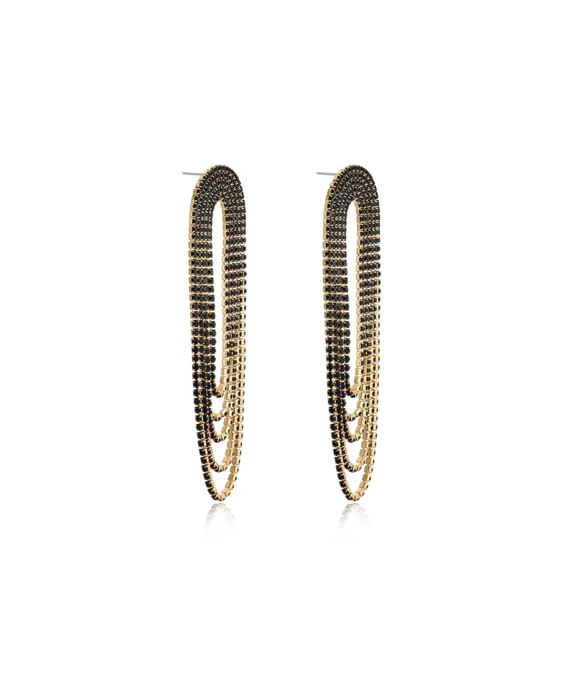Ettika Glass Drape Fringe 18K Gold Plated Earrings