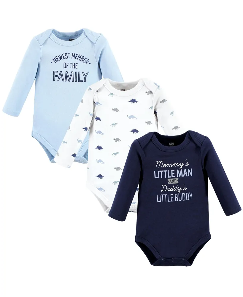 Hudson Baby Boys Cotton Long-Sleeve Bodysuits, Newest Family Member, 9-12 Months