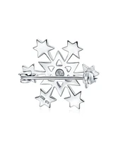 Bling Jewelry Frozen Winter Aqua Ice Blue Holiday Party Cz Cubic Zirconia Snowflake Brooch Christmas Pin For Women Sterling Silver