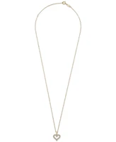 Diamond Open Heart Pendant Necklace (1/4 ct. t.w.) 14k White or Yellow Gold, 18" + 2" extender