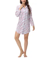 Ink+Ivy Women's Long Sleeve Notch Collar Sleepshirt Nightgown