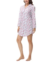 Ink+Ivy Women's Long Sleeve Notch Collar Sleepshirt Nightgown