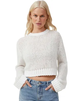 Cotton On Women's Oh My Fluff Crop Crew Neck Sweater