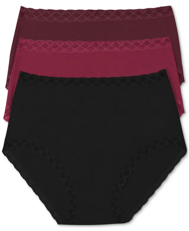 Natori Women's Bliss Full Brief Panty 3 Pack 755058MP, Black/Cafe