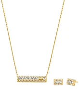 Michael Kors Tapered Baguette Bar Pendant and Earrings Gift Set