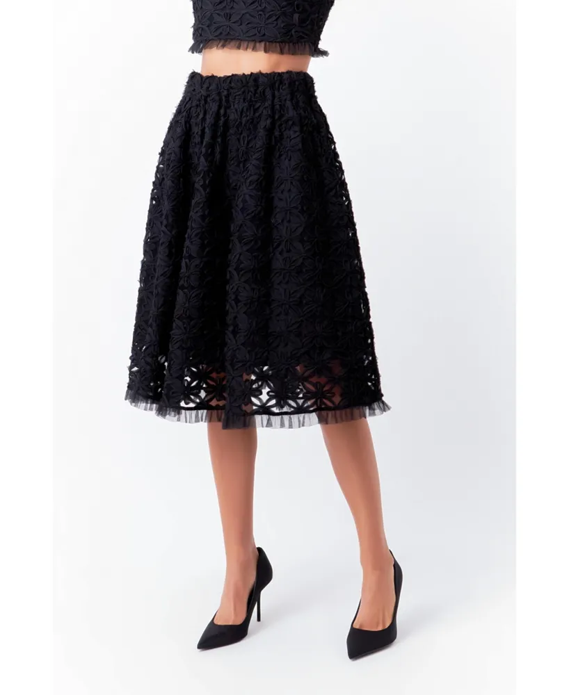 Women's Floral Lace Midi Skirt