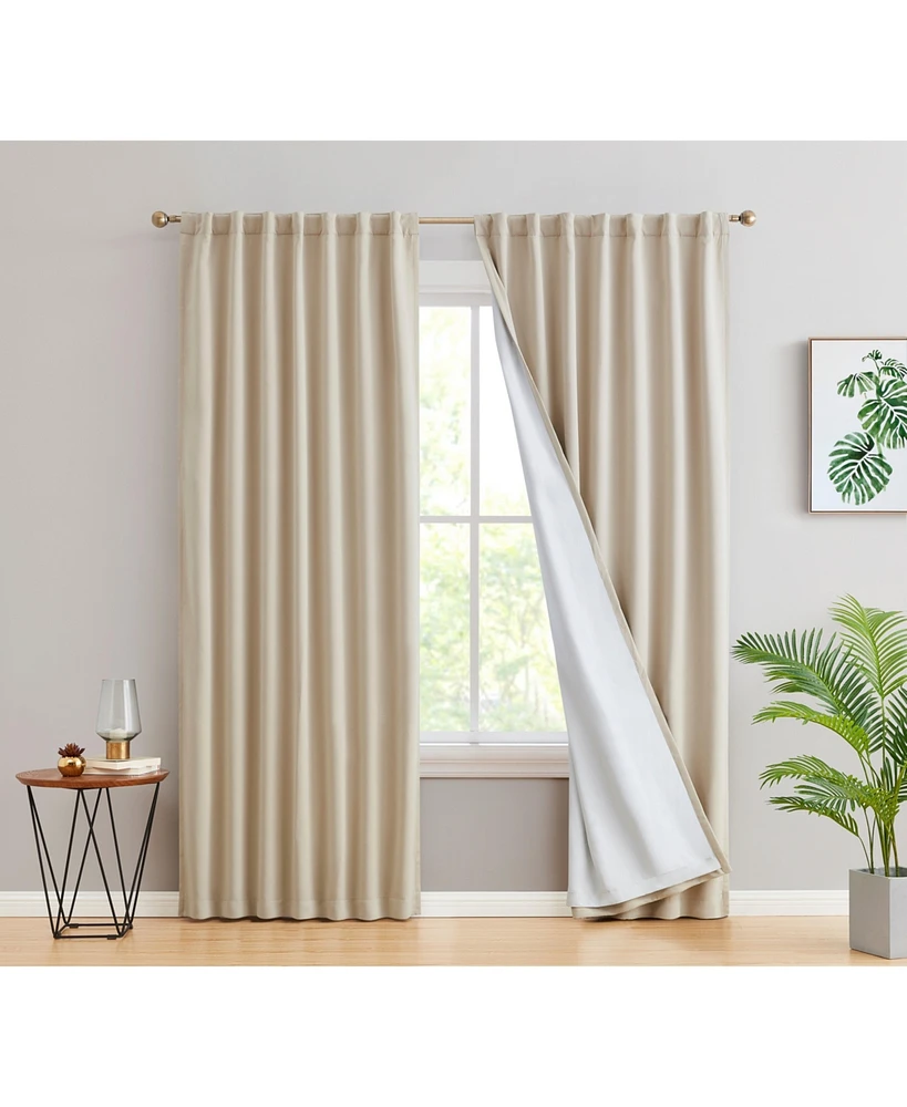 Hlc.me Hamilton 100% Complete Blackout Lined Drapery with Heavy Double Layer Thermal Insulated Energy Smart Rod Pocket Back Tab Window Curtains for Be