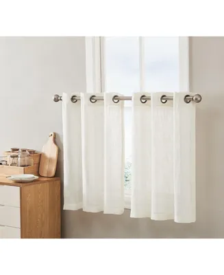 Hlc.me Abbey Faux Linen Textured Semi Sheer Privacy Light Filtering Transparent Grommet Short Thick Cafe Curtain Tiers for Small Windows