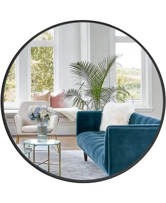 Simplie Fun Round Mirror, Circle Mirror 24 Inch, Round Wall Mirror Suitable For Bedroom, Living Room