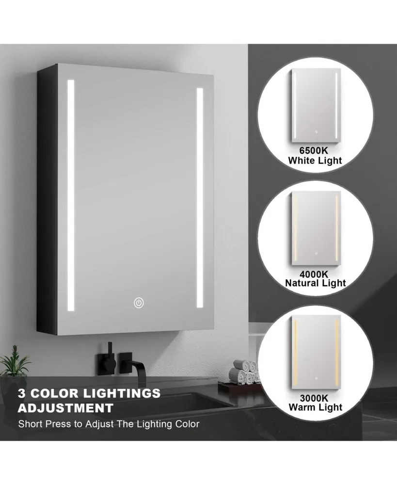 Simplie Fun 40x30 Inch Led Bathroom Medicine Cabinet Surface Mount Double Door Lighted Medicine Cabinet