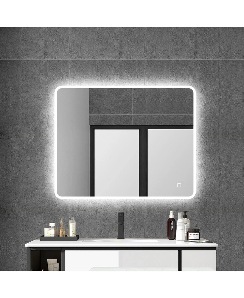 Simplie Fun 36 X 28 In. Large Rectangular Frameless Wall-Mount Anti-Fog Led Light Bathroom Vanity Mirror