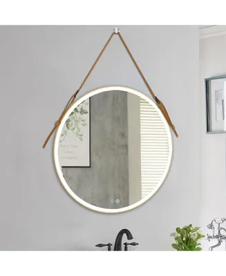 Simplie Fun Bathroom Led Mirror 24 Inch Round Bathroom Mirror With Lights Smart 3 Lights Dimmable