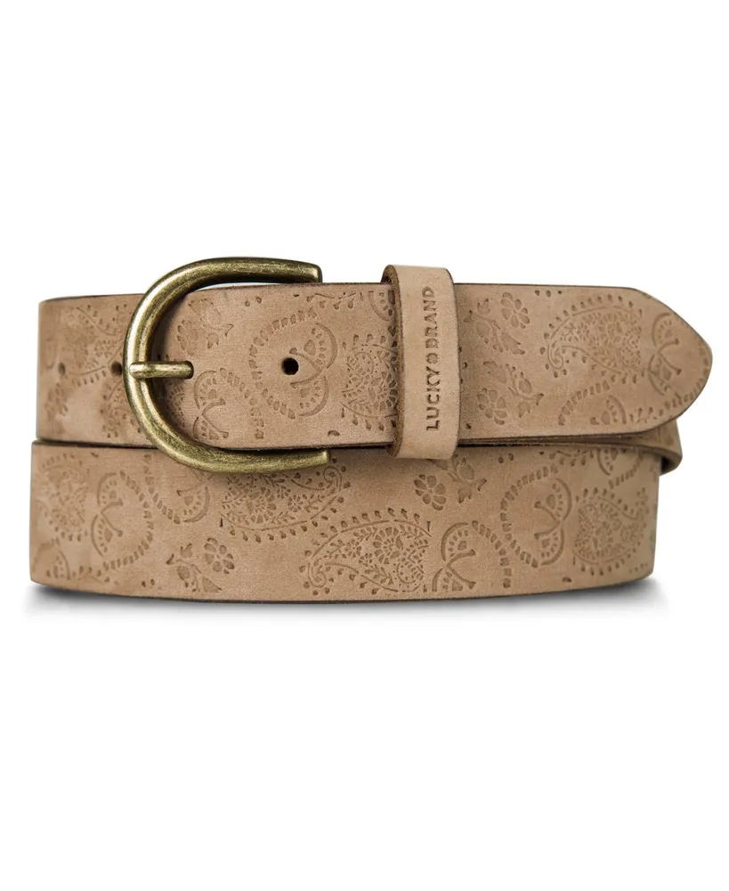 Lucky Brand Women's Paisley Embossed Genuine Leather Belt