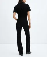 Mango Women's Zipper Corduroy Jumpsuit