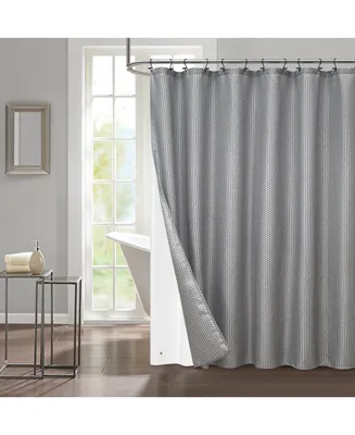 Grey Wave Woven Texture 14 Pc Shower Curtain Set