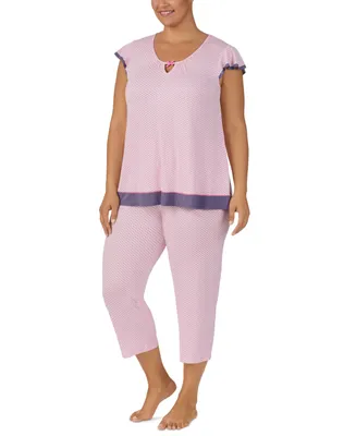 Ellen Tracy Plus Size 2-Pc. Printed Cropped Pajamas Set