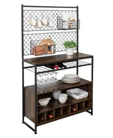 Honey Can Do Multi-Purpose Kitchen Bakers Rack with Wine Storage