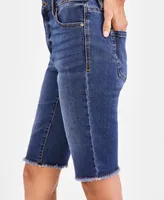 Style & Co Women's Mid-Rise Raw-Edge Bermuda Jean Shorts