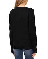 CeCe Women's Long-Sleeve Cheers Script Sweater