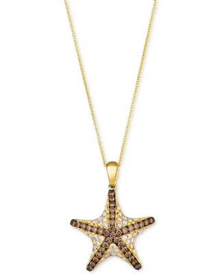 Le Vian Chocolate Diamond & Nude Diamond Starfish 20" Adjustable Pendant Necklace (1-1/3 ct. t.w.) in 14k Gold