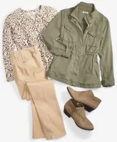 Style Co Womens Drop Earrings Twill Jacket Knit Shirt Straight Leg Jeans Wileyy Ankle Booties Created For Macys