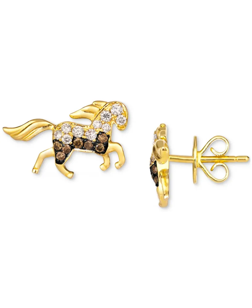 Le Vian Chocolate Diamond & Nude Diamond Horse Stud Earrings (1/2 ct. t.w.) in 14k Gold