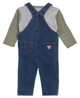 Guess Baby Boys Embroidered Shirt and Denim Overall, 2 Piece Set