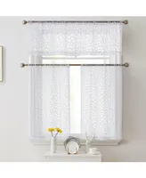 Hlc.me Audrey Embroidered Sheer Voile Window Curtain Rod Pocket Valance for Kitchen, Bedroom, Small Windows and Bathroom