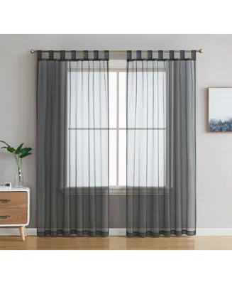 Hlc.me Tab Top Window Curtain Sheer Voile Panels for Living Room & Bedroom