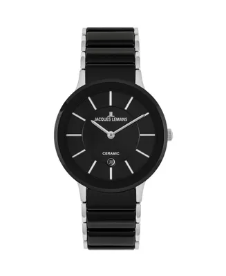 Jacques Lemans Unisex Dublin Watch with High-Tech Ceramic Strap, Solid Stainless Steel, 1-1855