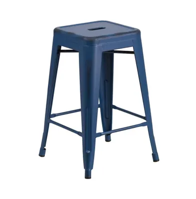 Elba Series Metal Stool With Powder Coated Finish And Integrated Floor Glides