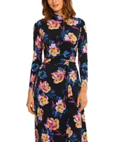 Maggy London Women's Printed Knit Mock Neck Dress