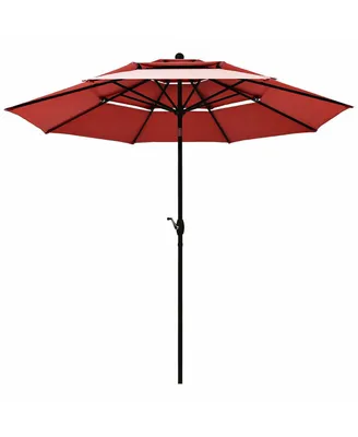 Slickblue 10ft 3 Tier Patio Umbrella Aluminum Sunshade Shelter Double Vented without Base