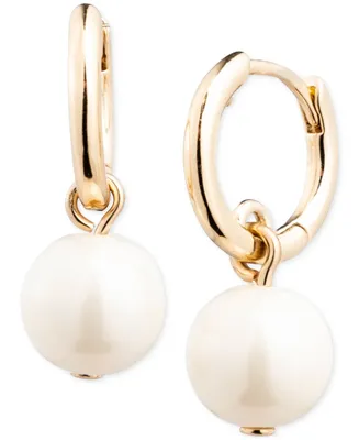Lauren Ralph Lauren Imitation Pearl Charm Hoop Earrings