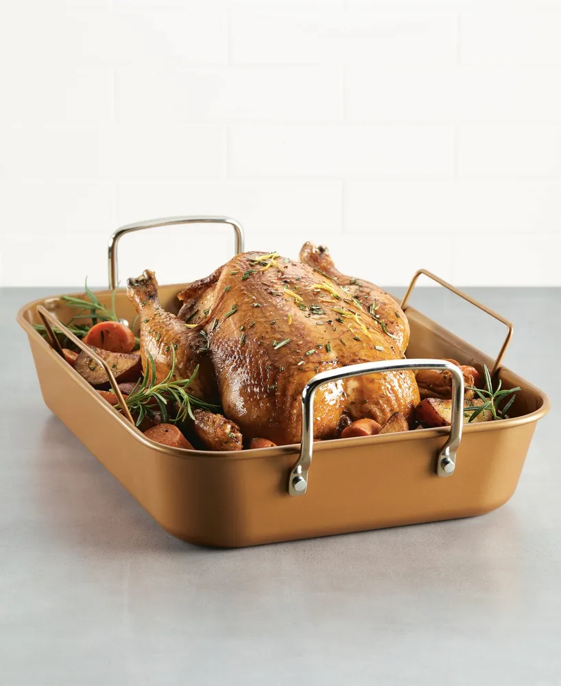 Ayesha Curry Bakeware Nonstick 11" x 15" Roaster with Convertible Rack