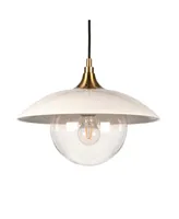 Hudson & Canal Alvia 14.5" Metal and Glass Shade Wide Pendant