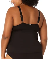 Anne Cole Plus Size Surplice-Neck Ruched Tankini Top