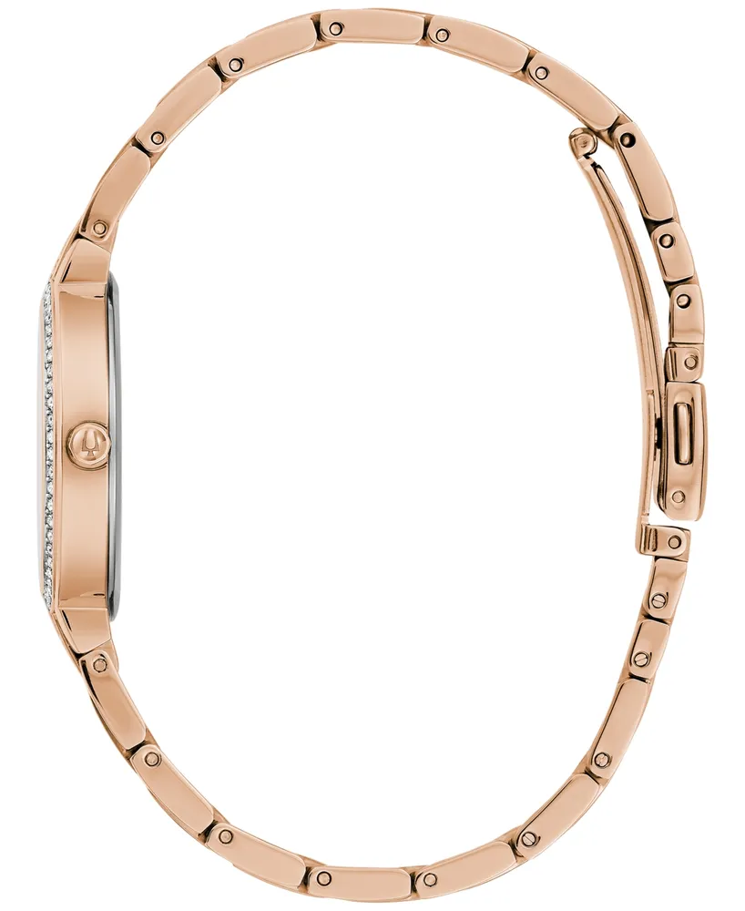 Bulova Women's Classic Crystal Rose Gold-Tone Bracelet Watch Box Set 30mm